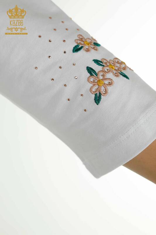 Женская блузка оптом с карманами белого цвета - 79477 | КАZEE