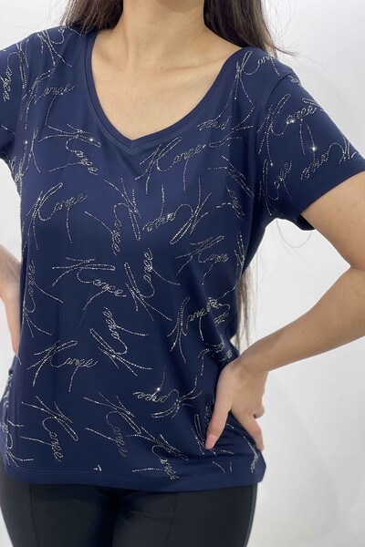 Женская блузка с вышивкой Kazee Logo V шеи - 77784 | КАZЕЕ - Thumbnail