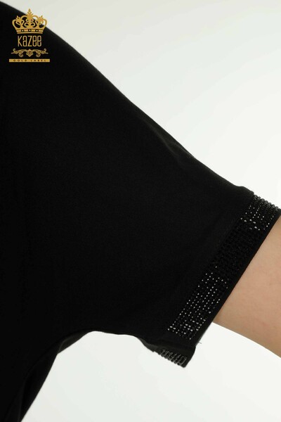 Женская блузка на пуговицах оптом черного цвета - 79297 | КАZEE - Thumbnail
