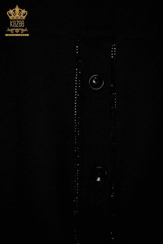 Женская блузка на пуговицах оптом черного цвета - 79297 | КАZEE