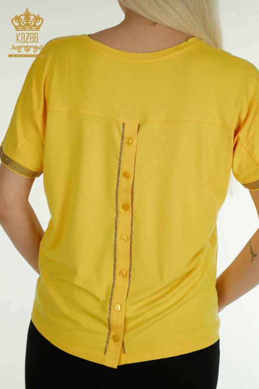 Женская блузка на пуговицах желтого цвета оптом - 79297 | КАZEE
