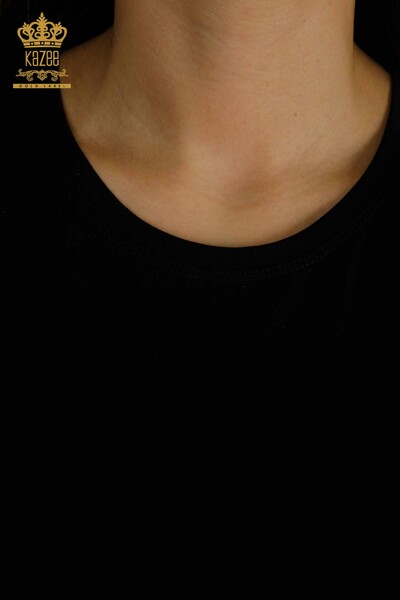 Женская блузка с вышивкой короной оптом, черная - 79476 | КАZEE - 4