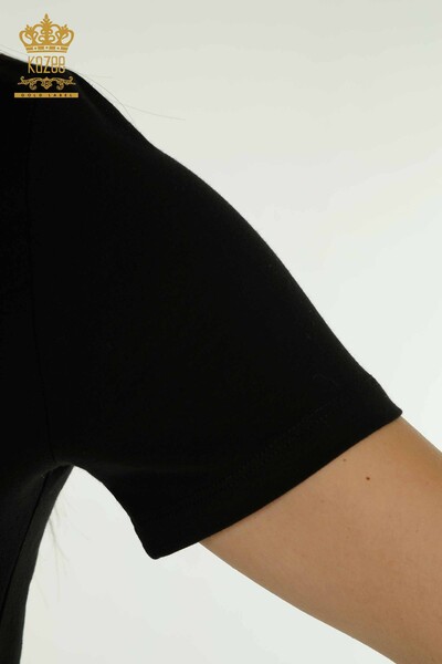 Женская блузка с вышивкой короной оптом, черная - 79476 | КАZEE - Thumbnail