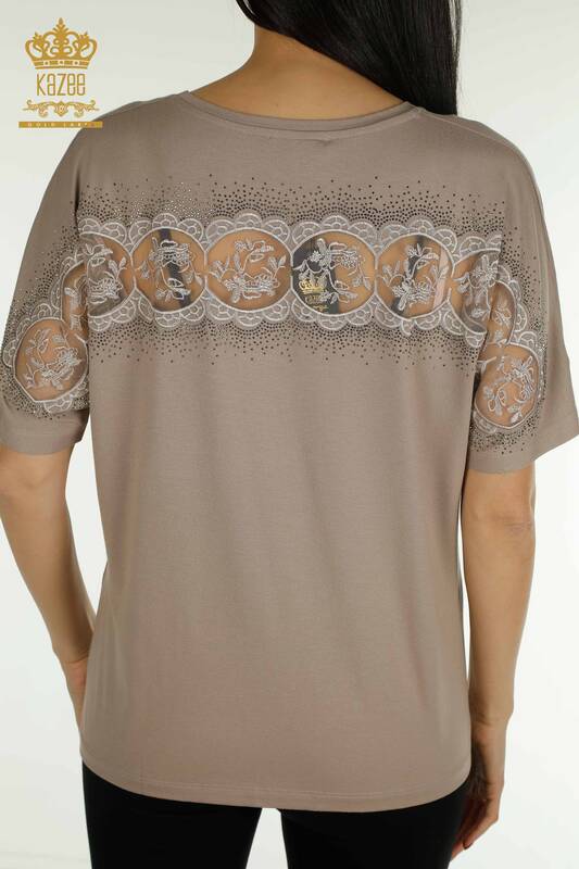 Оптовая Женская блузка с коротким рукавом из норки - 79302 | КАZЕЕ