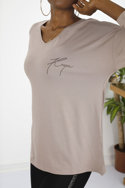 Оптовые женские блузки с длинным рукавом и круглым вырезом с надписями - 77962 | КАZЕЕ - Thumbnail