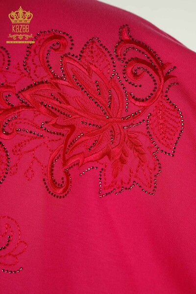 Женская блузка с узором в виде листьев цвета фуксии - 79090 | КАZЕЕ - Thumbnail