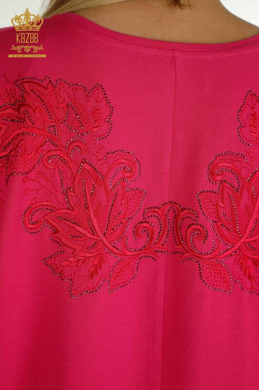 Женская блузка с узором в виде листьев цвета фуксии - 79090 | КАZЕЕ