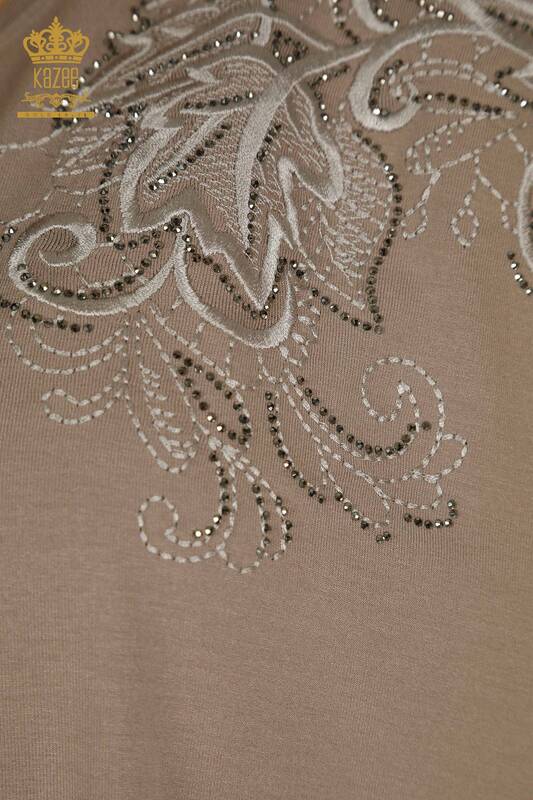 Женская блузка оптом с рисунком листьев норки - 79090 | КАZЕЕ