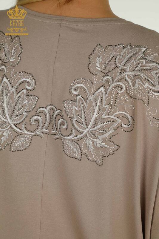 Женская блузка оптом с рисунком листьев норки - 79090 | КАZЕЕ