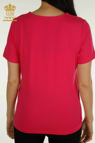 Женская блузка с логотипом цвета фуксии оптом - 79560 | КАZEE - Thumbnail