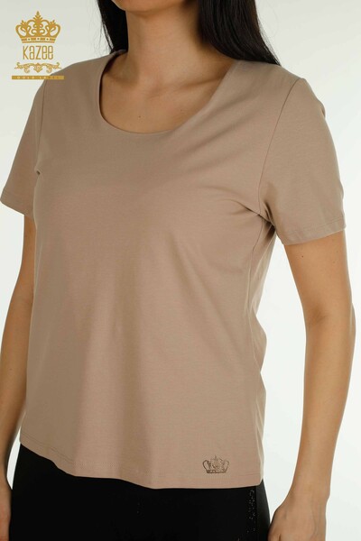 Женская блузка с логотипом из норки оптом - 79560 | КАZEE - Thumbnail