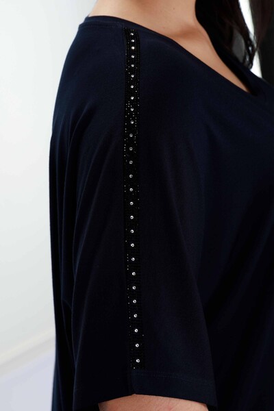 женская блузка оптом в полоску сбоку из вискозного чесаного хлопка - 78884 | КАZЕЕ - Thumbnail