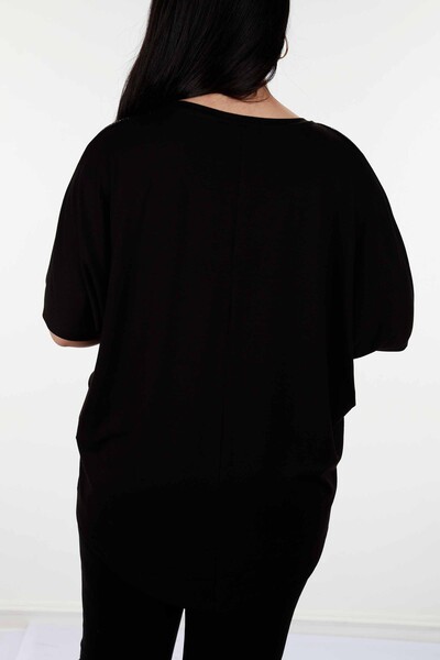 женская блузка оптом в полоску сбоку из вискозного чесаного хлопка - 78884 | КАZЕЕ - Thumbnail