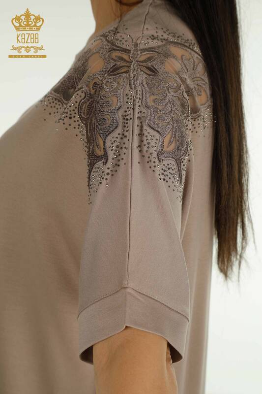 Оптовая женская блузка из норки с плечами - 79527 | КАZEE
