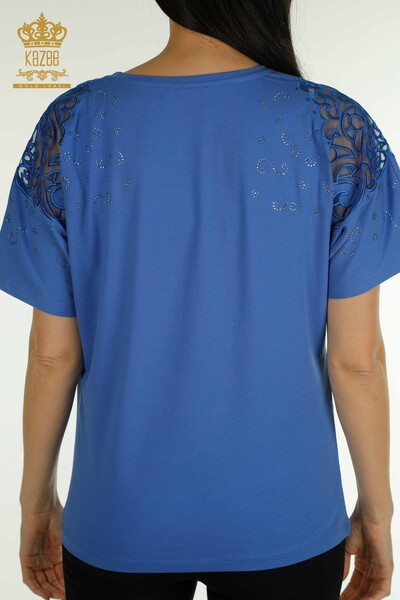 Женская блузка оптом из тюля с плечами и Саксами - 79456 | КАZEE - Thumbnail