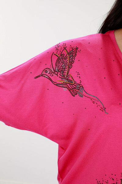 оптовая продажа женской блузки с вышивкой птицами по камню - 78845 | КАZЕЕ - Thumbnail