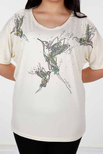 оптовая продажа женской блузки с вышивкой птицами по камню - 78845 | КАZЕЕ - Thumbnail