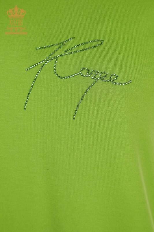 Оптовая продажа женской блузки на пуговицах фисташково-зеленого цвета - 79297 | КАZEE
