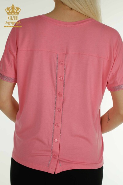 Женская блузка на пуговицах розового цвета оптом - 79297 | КАZEE - Thumbnail