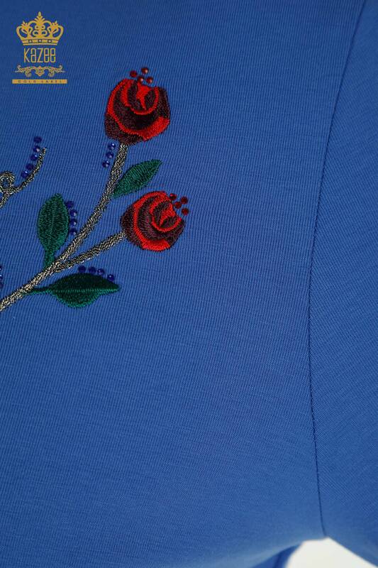 Женская блузка Сакс с вышивкой розой оптом - 79867 | КАZEE