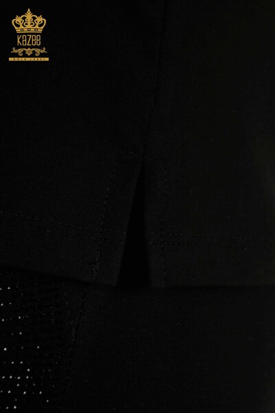 Женская блузка с вышивкой розой оптом, черная - 79867 | КАZEE - 7