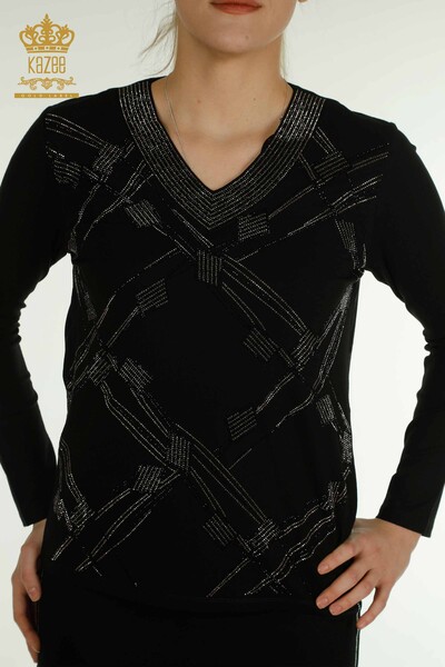 Kazee - Женская блузка с длинным рукавом оптом, черная - 79374 | КАZEE (1)