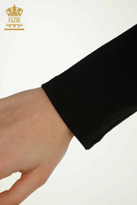Женская блузка с длинным рукавом оптом, черная - 79374 | КАZEE