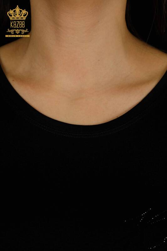 Женская блузка с коротким рукавом оптом, черная - 79317 | КАZEE
