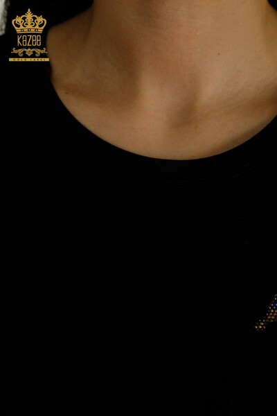 Женская блузка с коротким рукавом оптом, черная - 79511 | КАZEE - Thumbnail