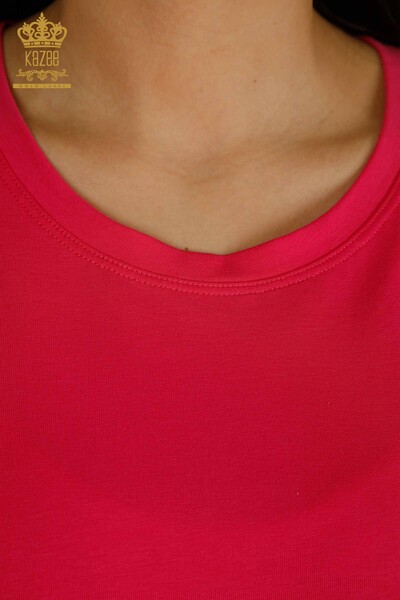 Женская блузка с коротким рукавом цвета фуксии оптом - 79563 | КАZEE - Thumbnail