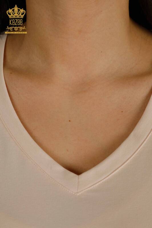 Женская блузка с коротким рукавом оптом, светлая пудра - 79561 | КАZEE