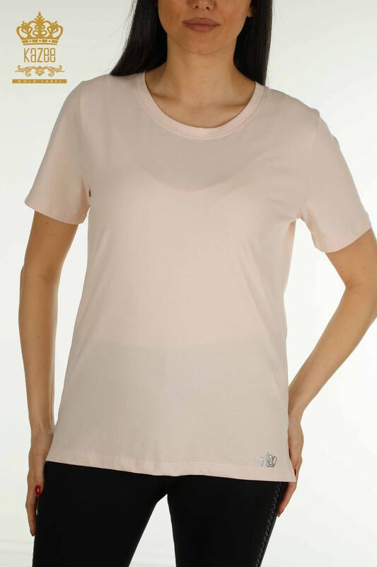 Женская блузка с коротким рукавом оптом, светлая пудра - 79563 | КАZEE