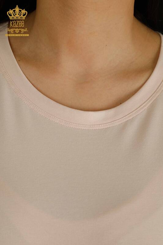 Женская блузка с коротким рукавом оптом, светлая пудра - 79563 | КАZEE