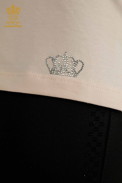Женская блузка с коротким рукавом оптом, светлая пудра - 79563 | КАZEE - Thumbnail