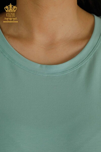 Женская блузка с коротким рукавом оптом, мятная - 79563 | КАZEE - Thumbnail