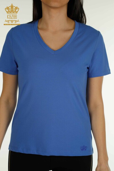 Kazee - Женская блузка с коротким рукавом оптом, электрический цвет - 79561 | КАZEE (1)