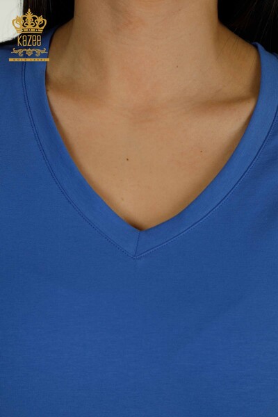 Женская блузка с коротким рукавом оптом, электрический цвет - 79561 | КАZEE - Thumbnail (2)