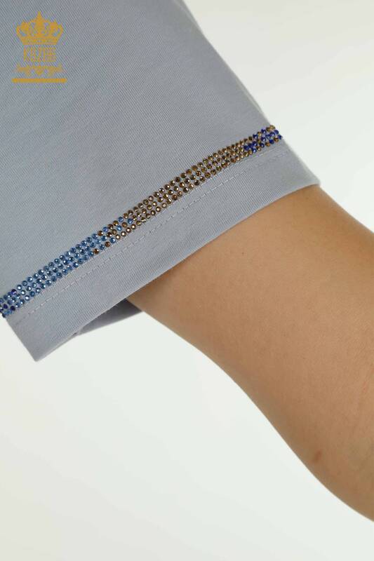 Женская блузка с коротким рукавом оптом, синяя - 79511 | КАZEE