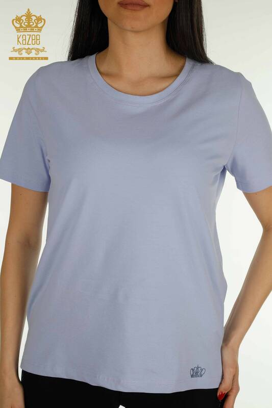 Женская блузка с коротким рукавом оптом, сиреневая - 79563 | КАZEE