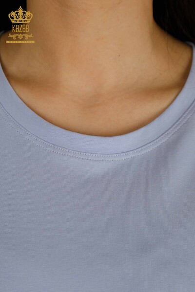 Женская блузка с коротким рукавом оптом, сиреневая - 79563 | КАZEE - Thumbnail