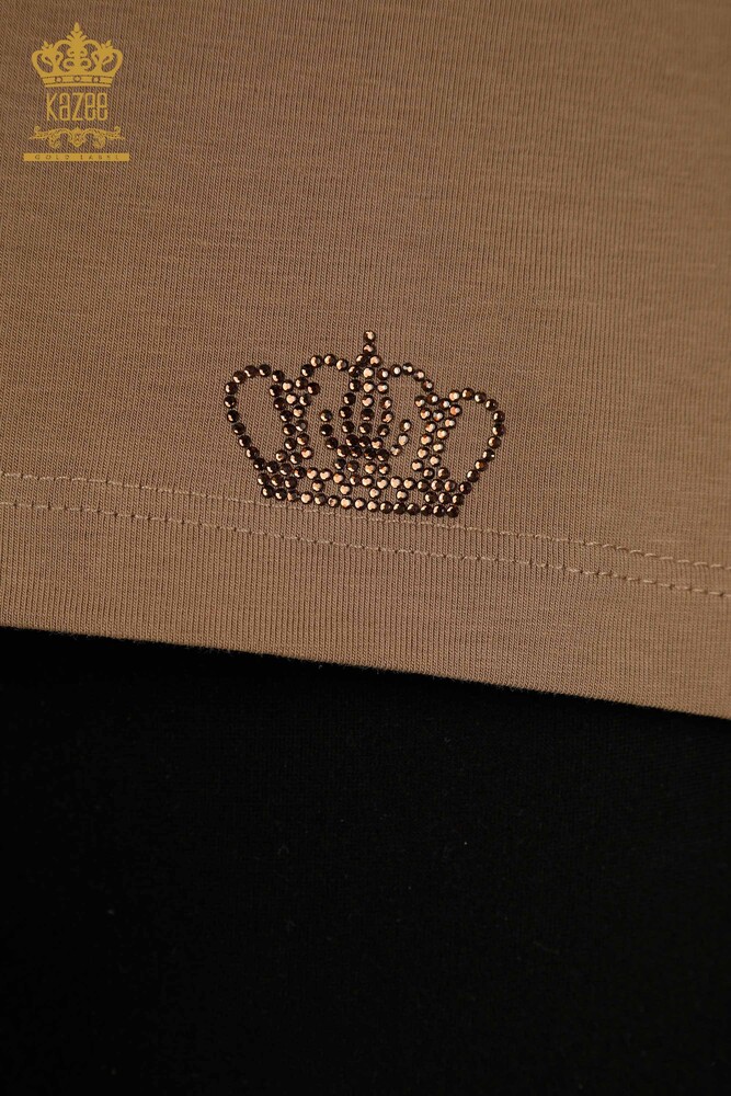 Женская блузка с коротким рукавом оптом светло-коричневого цвета - 79563 | КАZEE - 5