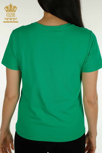 Женская блузка с коротким рукавом оптом, зеленая - 79561 | КАZEE - Thumbnail