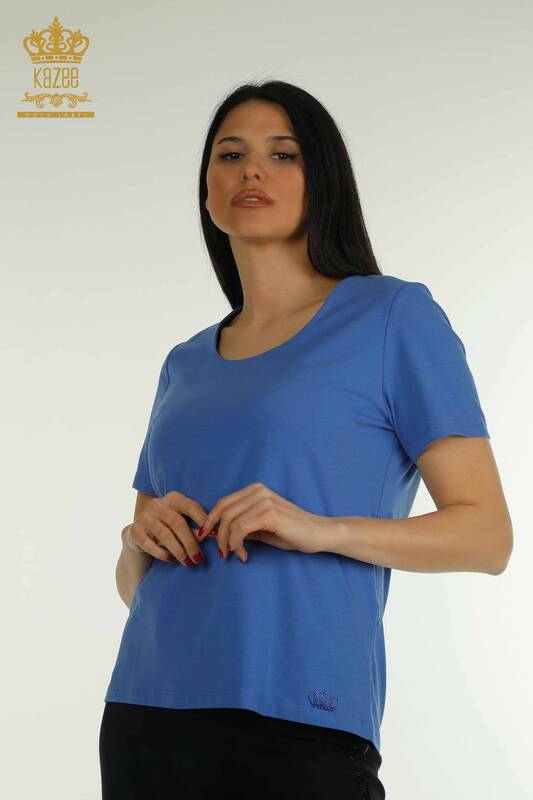 Женская блузка с логотипом цвета Электрик оптом — 79560 | КАZEE