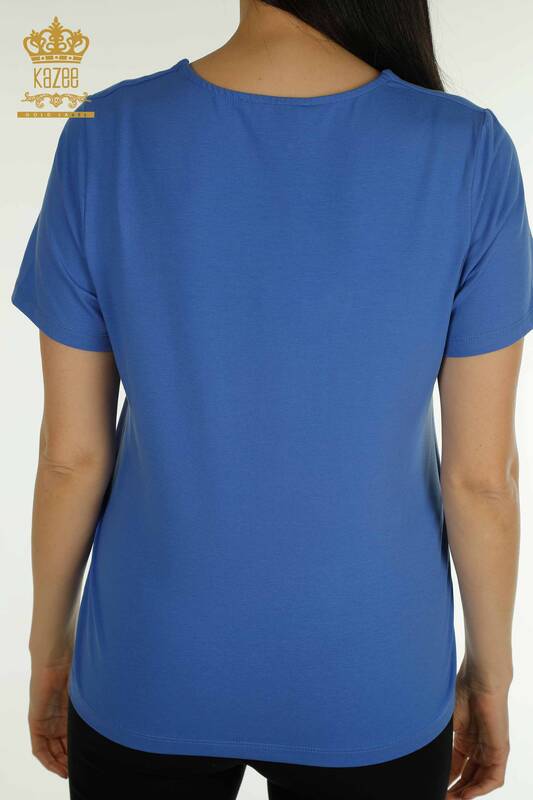 Женская блузка с логотипом цвета Электрик оптом — 79560 | КАZEE