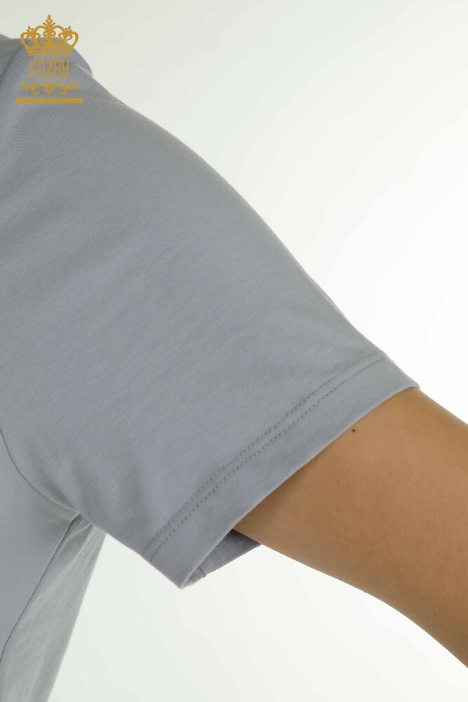 Женская блузка синего цвета с логотипом оптом - 79560 | КАZEE - 5