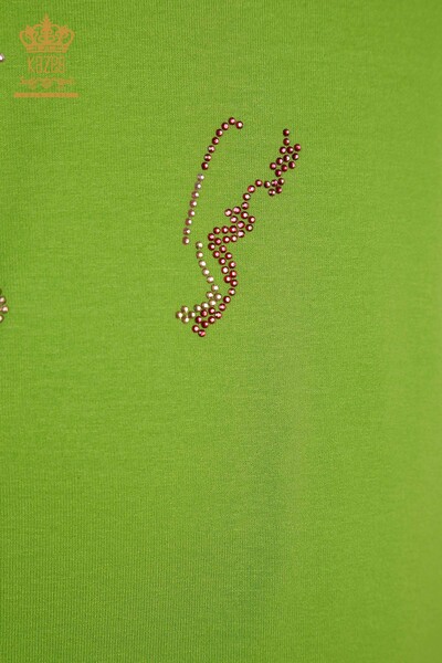Женская блузка с рисунком птицы оптом, зеленая - 79296 | КАZEE - Thumbnail