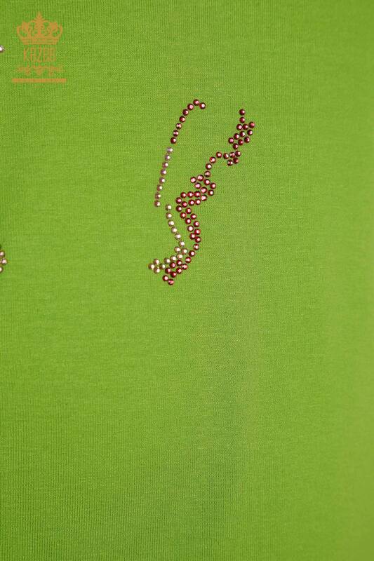 Женская блузка с рисунком птицы оптом, зеленая - 79296 | КАZEE