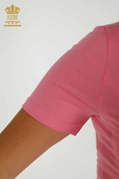 Розовая женская блузка с узором оптом - 79279 | КАZЕЕ - Thumbnail