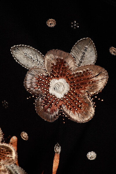 оптом Женская блузка с цветочным принтом и круглым вырезом - 78888 | КАZЕЕ - Thumbnail