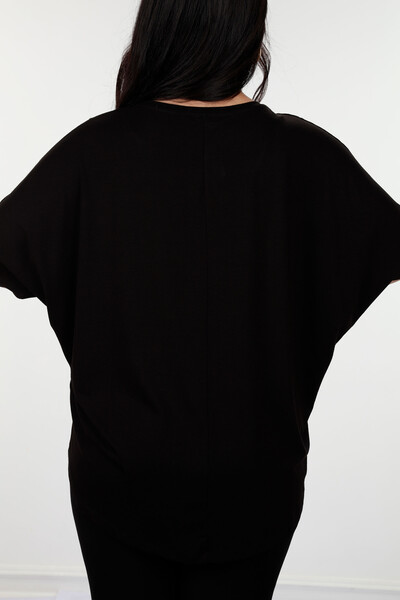 оптом Женская блузка с цветочным принтом и круглым вырезом - 78888 | КАZЕЕ - Thumbnail